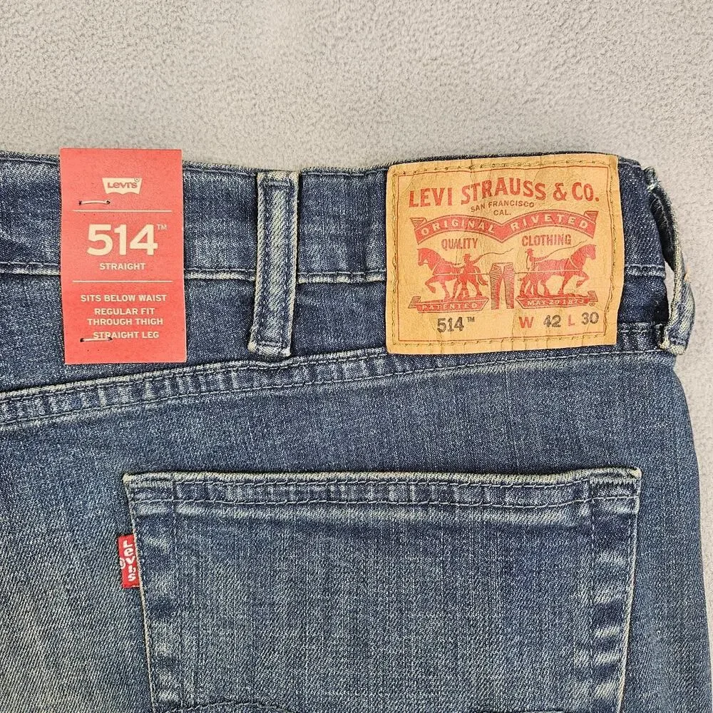 Levis‎ 514 Jeans Mens 42x30* Straight Leg Regular Fit Stretch Whiskering